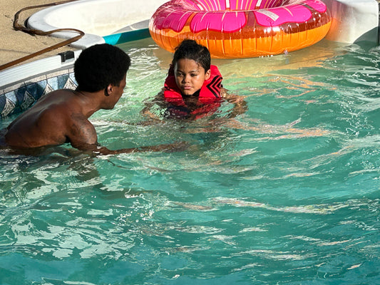 Terrance learns to swim