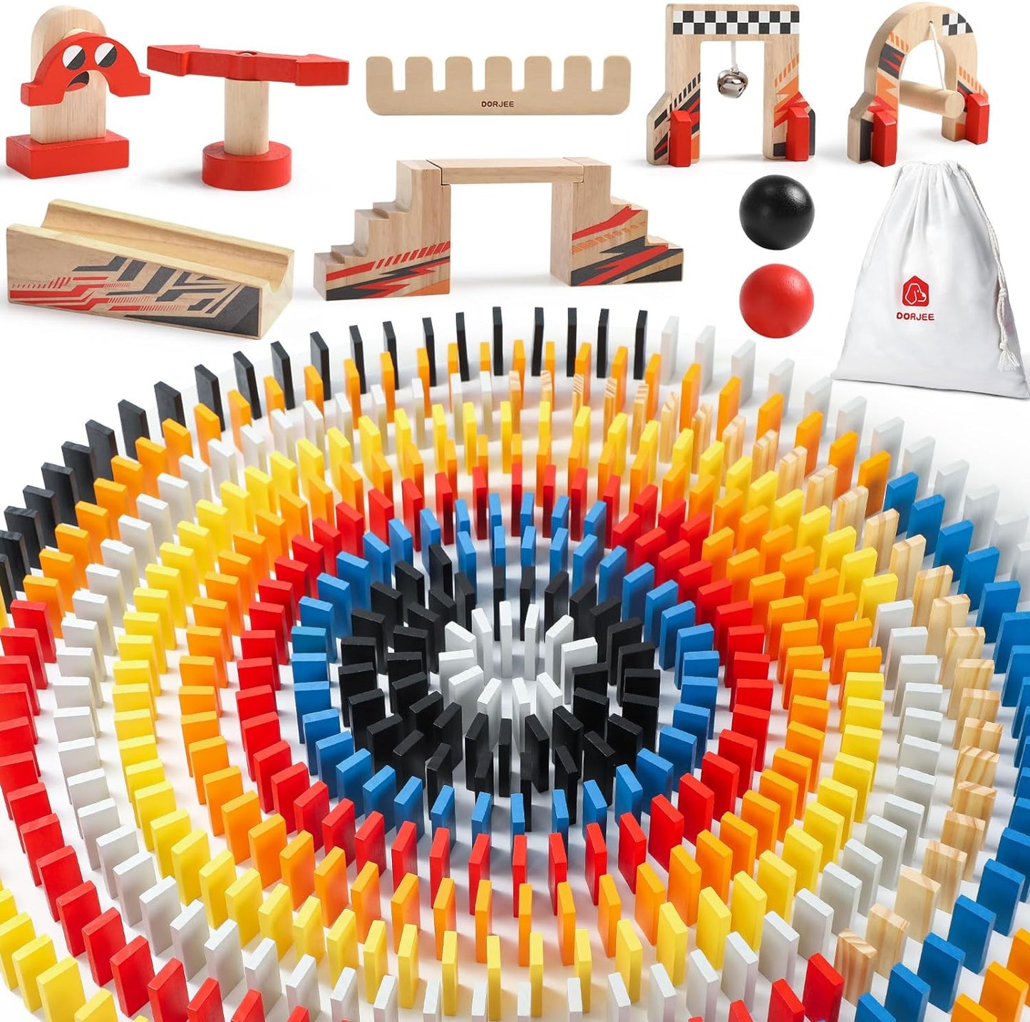 Rally Game Set, 115pcs Wooden Dominoes with Machines (10,400)