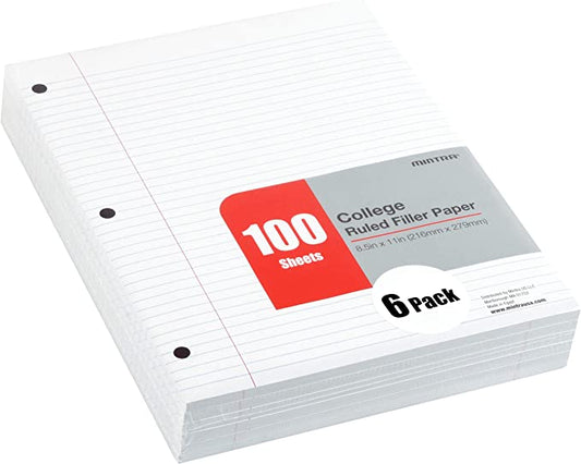 Mintra Office Filler Paper -College Ruled, 600 Sheets (8,000 pts)