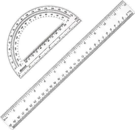 12 Inch Plastic Ruler and 6 Inch Plastic Protractor Set (2,800 pts)