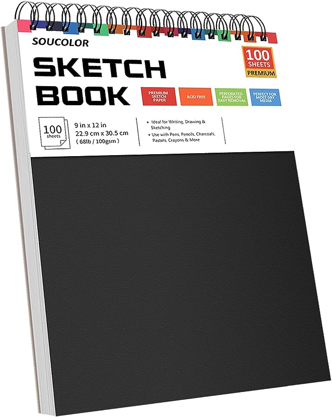 9" x 12" Sketch Book, Spiral Bound Art Sketchbook (4,000 pts)