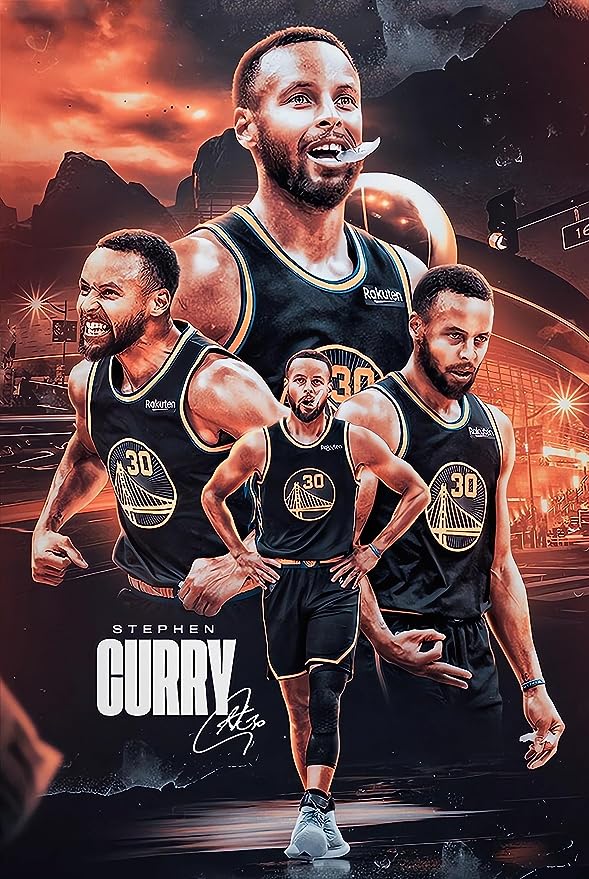 Stephen Curry Poster - Basketball Canvas Wall Art - 16" x 24" (6,000 pts)