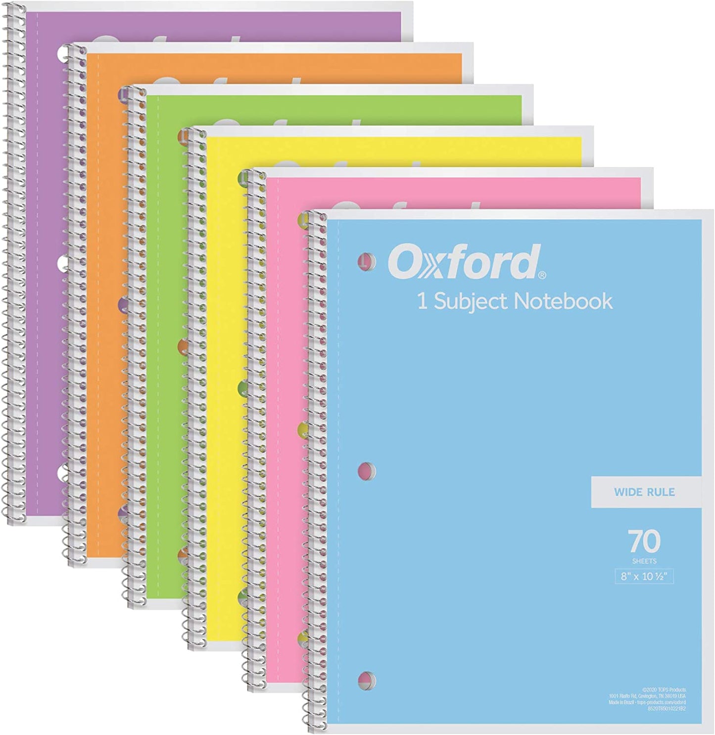 Oxford Spiral Notebook 6 Pack, 1 Subject (5,600 Points)
